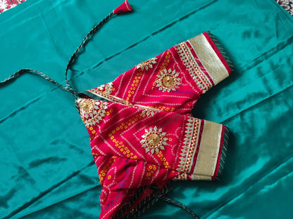 Red Bandhni Aangi Blouse with intricate Lace and Got Work || Kiran