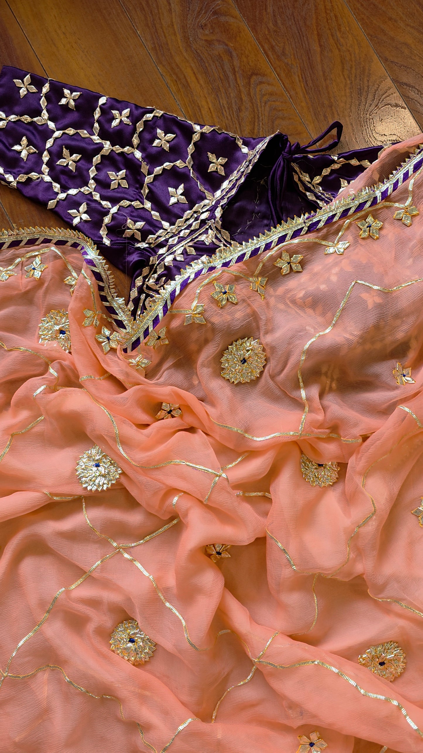 Pure Diamond Chiffon Saree with stitched Pink Aagi || Urvashi