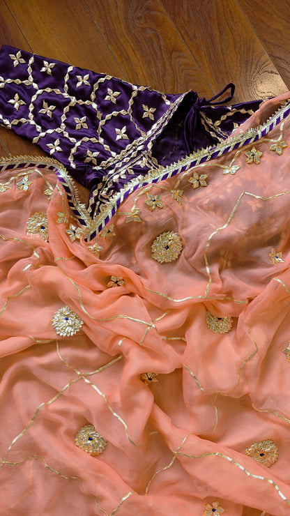 Pure Diamond Chiffon Saree with stitched Pink Aagi || Urvashi