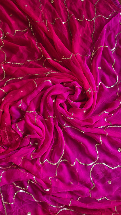 Pure Diamond Chiffon Saree +  Heavy work Aangi - Vismayee