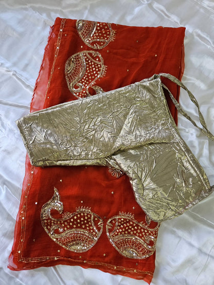 Pure Diamond Chiffon Saree with Aangi Blouse || Sindoorie