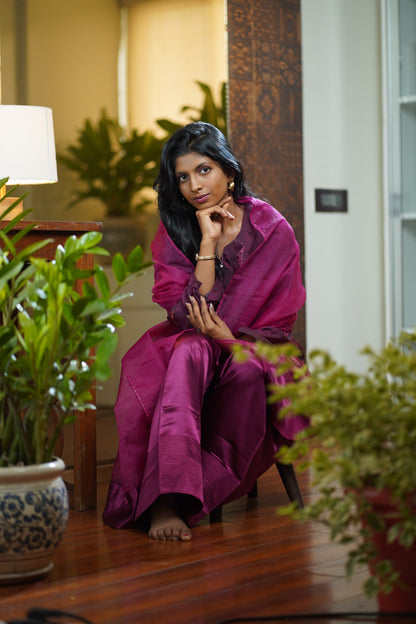 Maroon oversized Farshi Shalwar Set with Dupatta