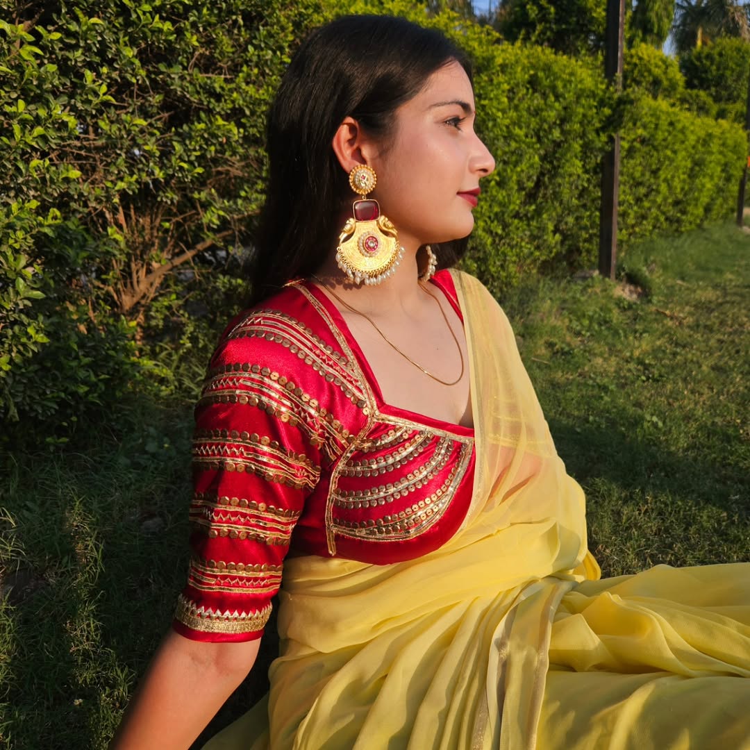 Red Aangi Blouse with Intricate Sequence and Gota Patti Work || Kiran