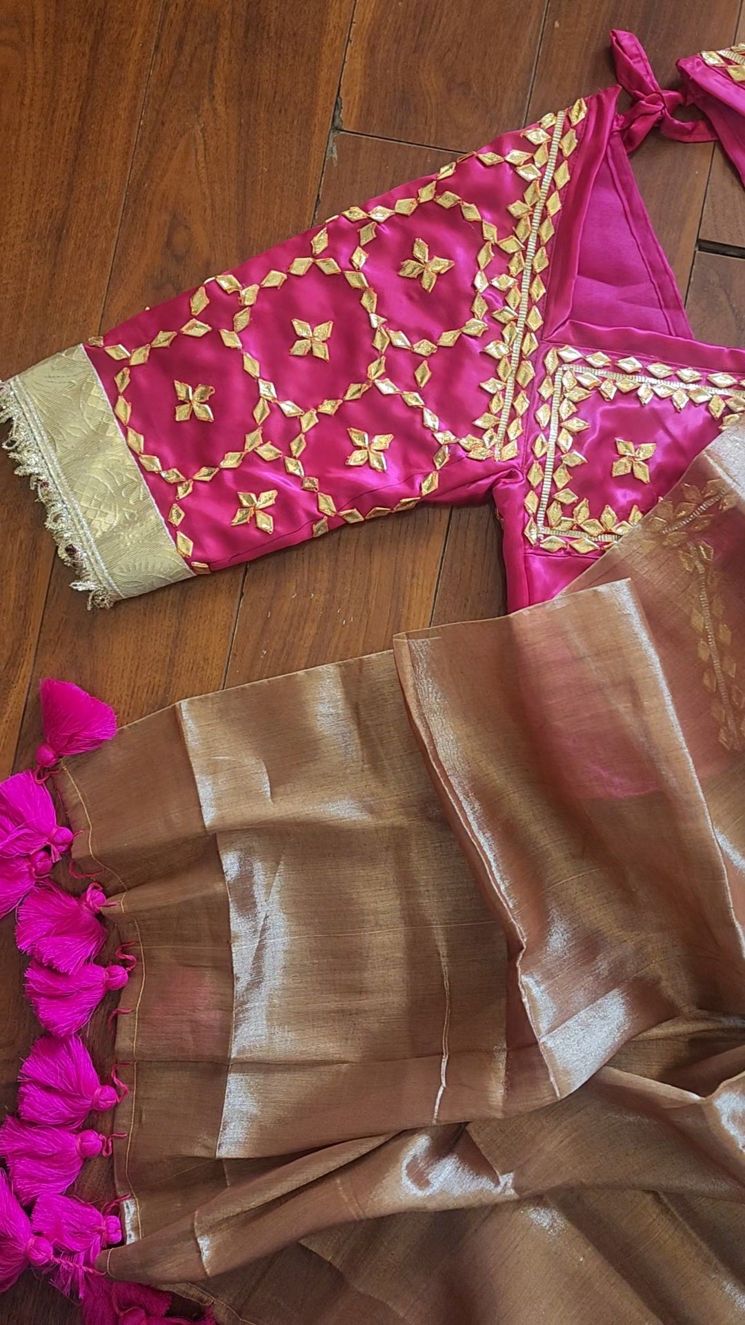 Raga Tissue saree with aangi blouse combo
rajasthani Angi blouse combo
Gota Patti work