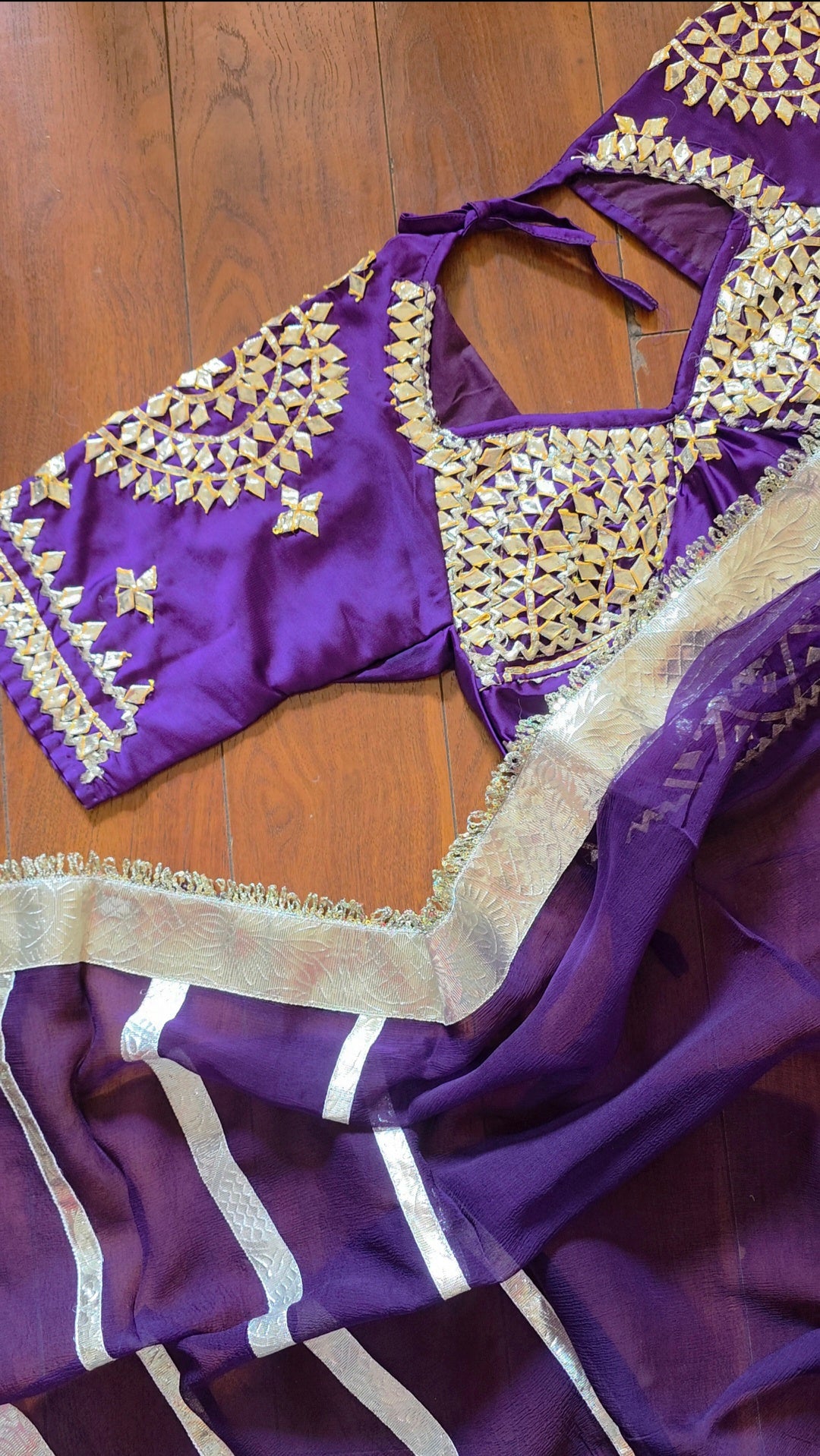 Purple Aangi Blouse with kacha Gota Patti Work || Madhubala