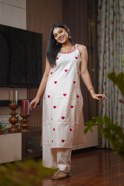 Heart Embroided Co-Ord Set || Dil se
