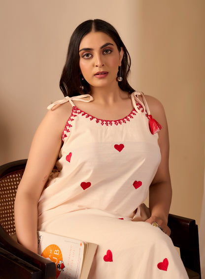 Heart Embroided Co-Ord Set || Dil se