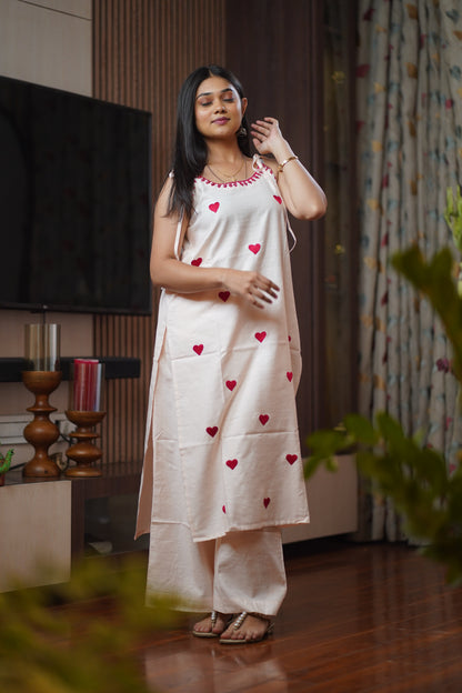 Heart Embroided Co-Ord Set || Dil se