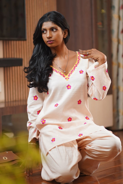 White embroided Oversized Farshi Salwar Set || Rekha