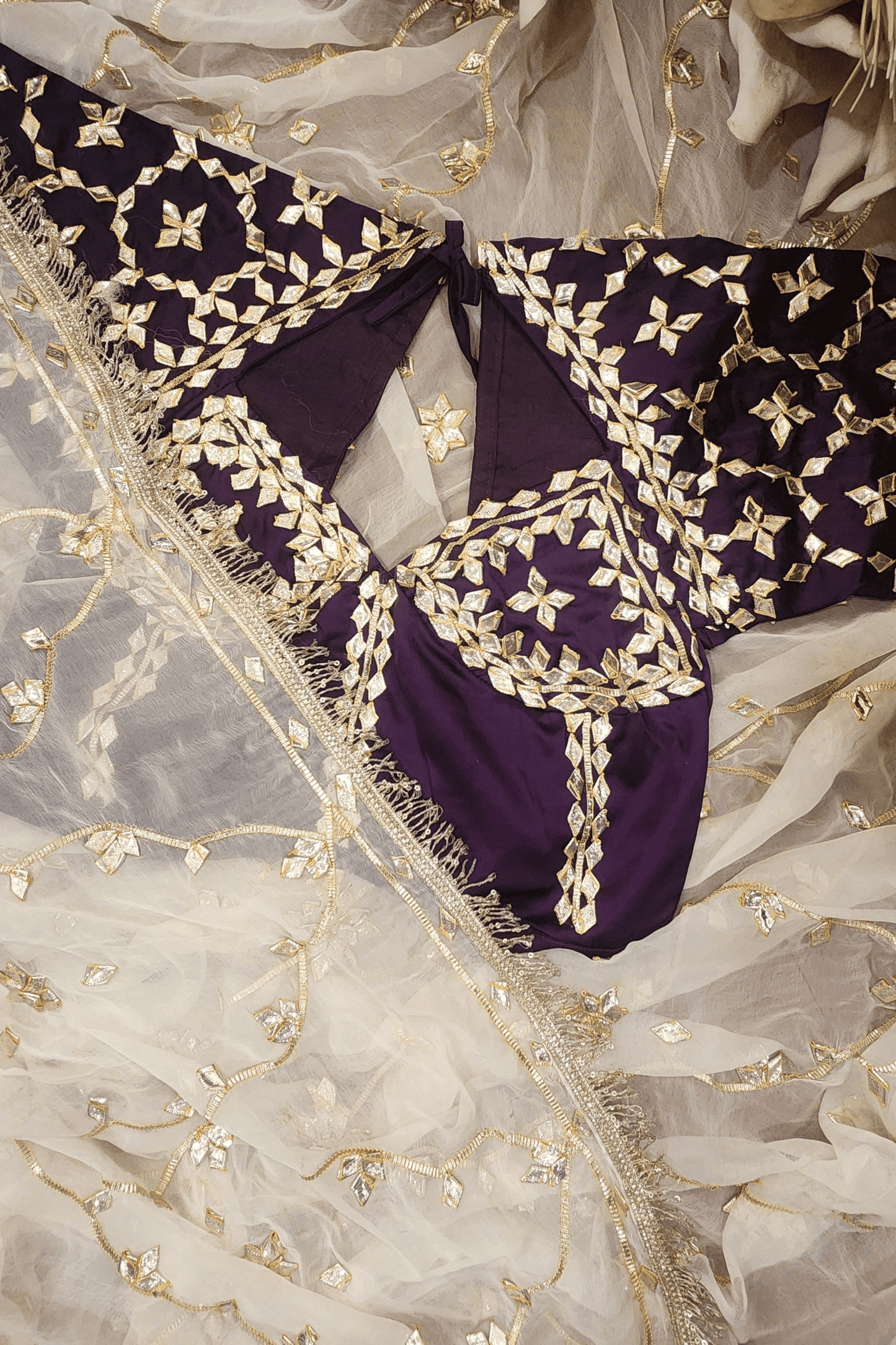 Pure Diamond Chiffon Saree with Heavy Gota Patti & Angi Blouse Combo || Yuvini