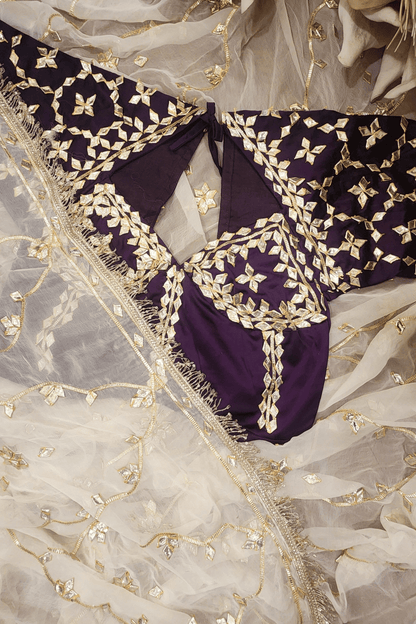 Pure Diamond Chiffon Saree with Heavy Gota Patti & Angi Blouse Combo || Yuvini