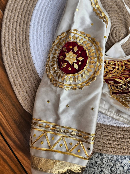 White Aangi Blouse with Intricate Sequence and Gota Patti Work || Charkhi