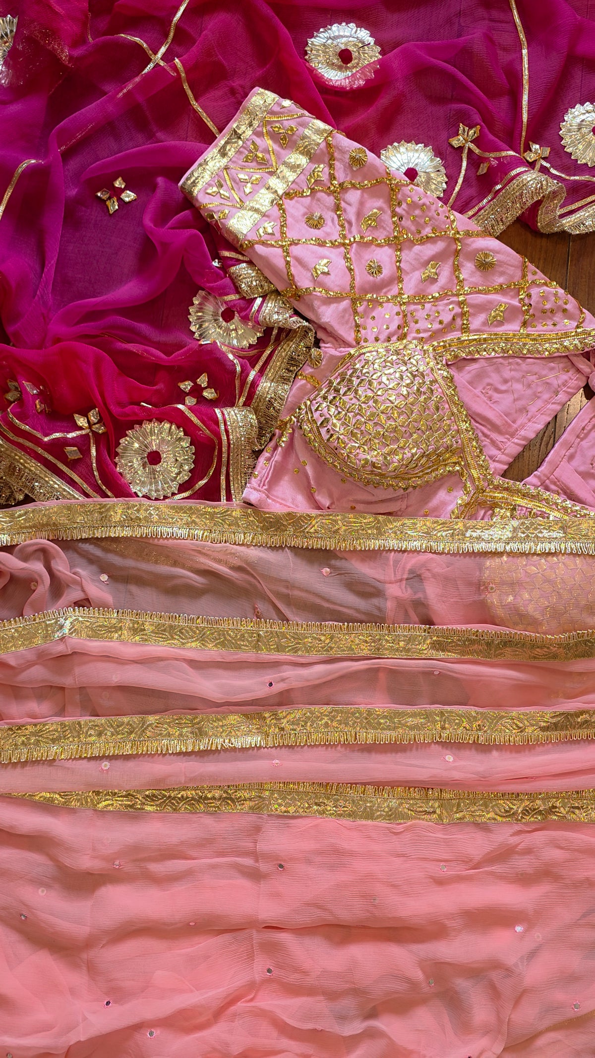 Pure Diamond Chiffon Saree with Heavy work Gajji Silk Blouse