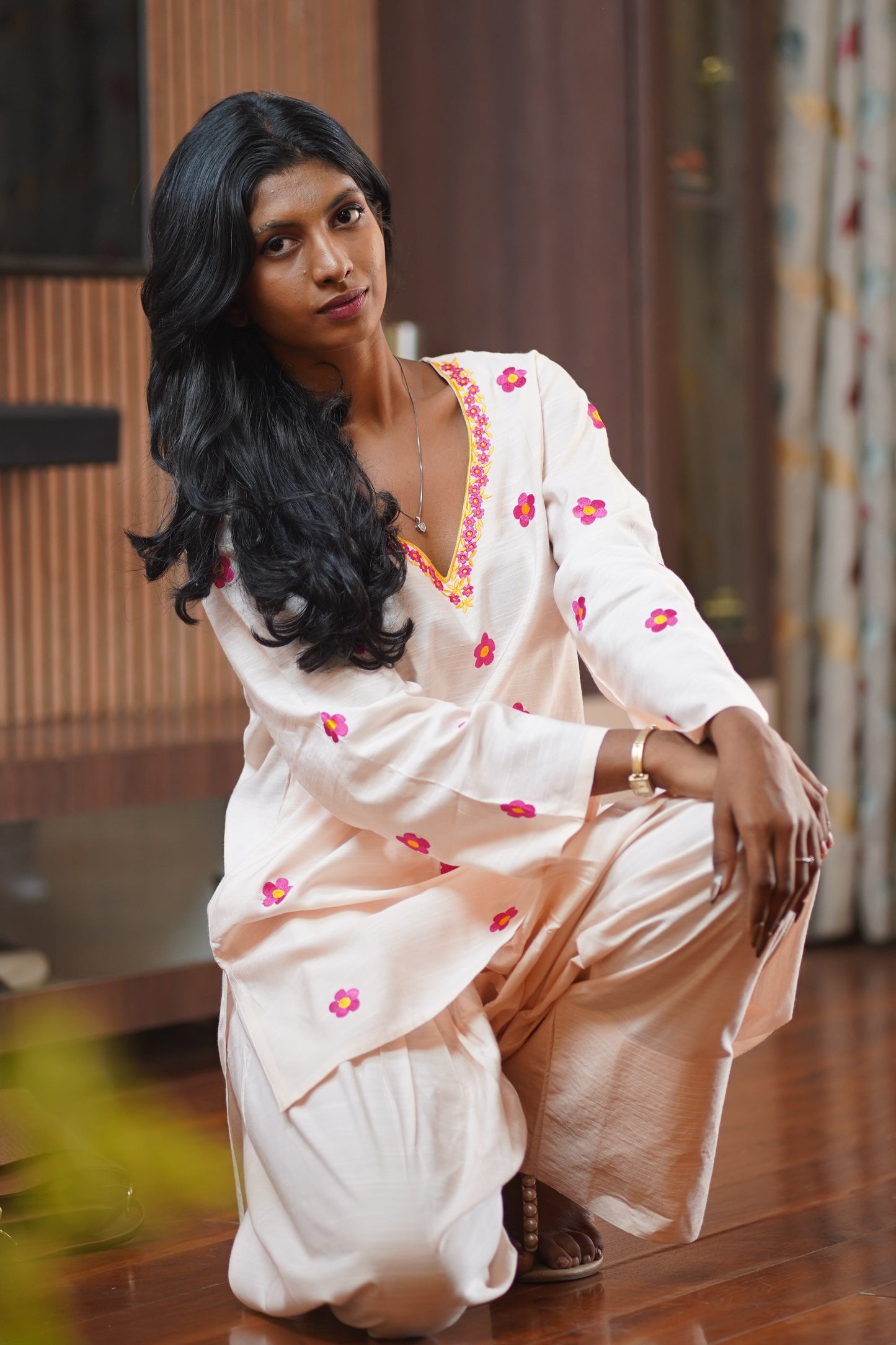 White embroided Oversized Farshi Salwar Set || Rekha