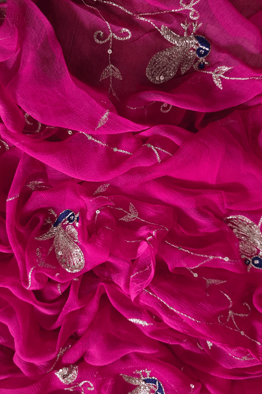 Pure Diamond Chiffon Saree with intricate Jal work all over