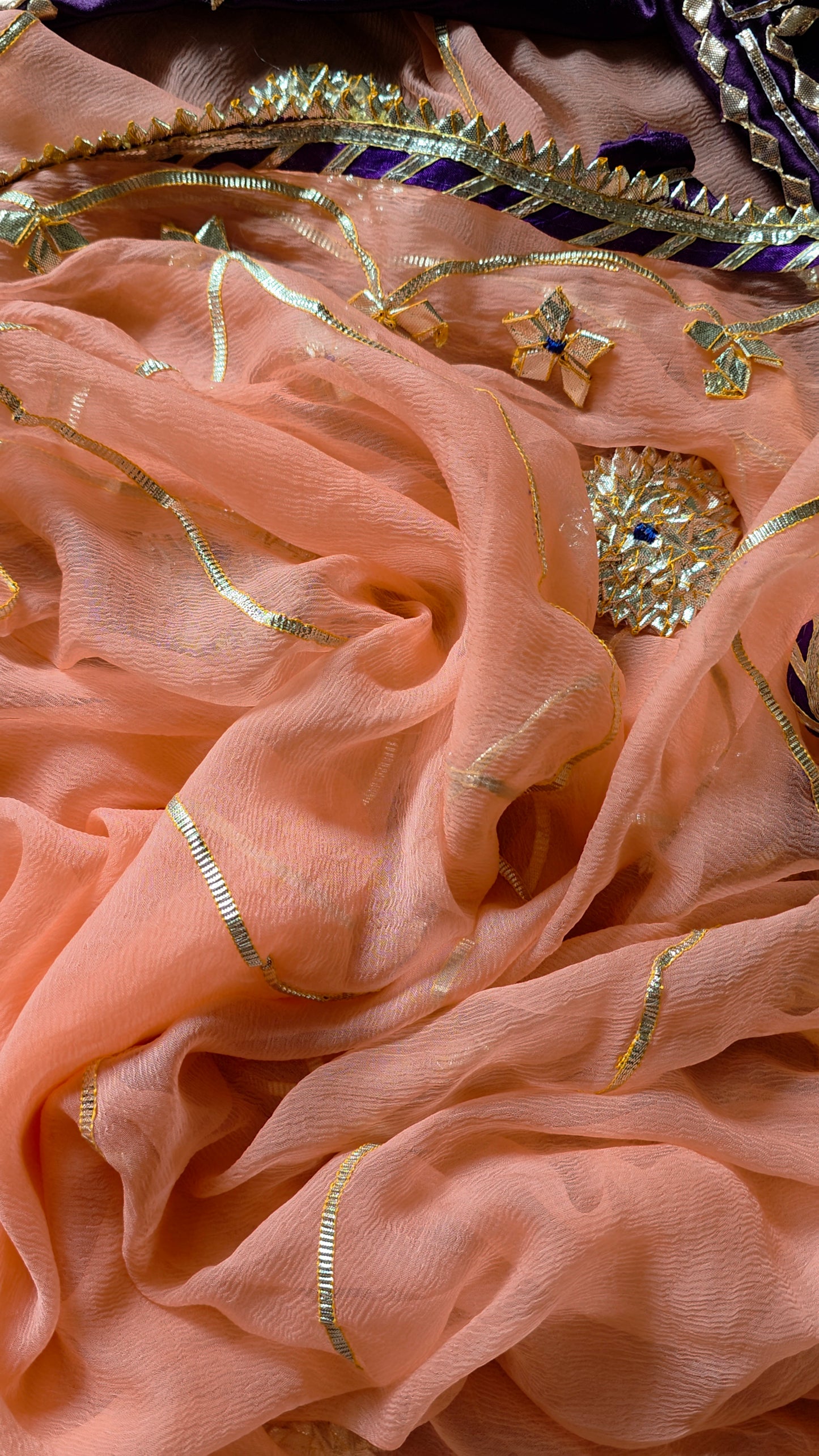 Pure Diamond Chiffon Saree with stitched Pink Aagi || Urvashi