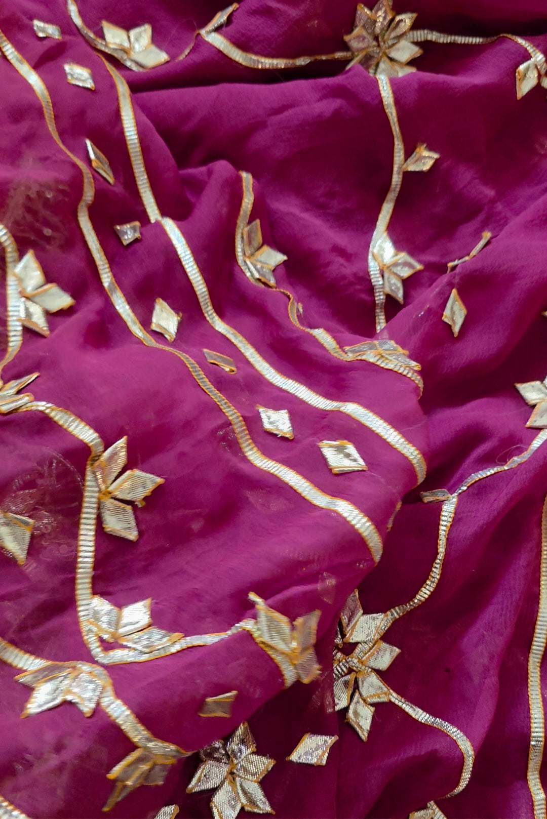 Onion Pink Pure Chiffon Saree with Running Maroon Blouse || Radha