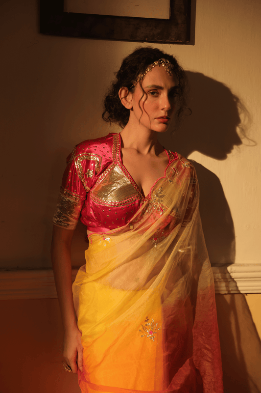 Organza Gota Patti Ssree  with Aangi Blouse Combo || Atrangee