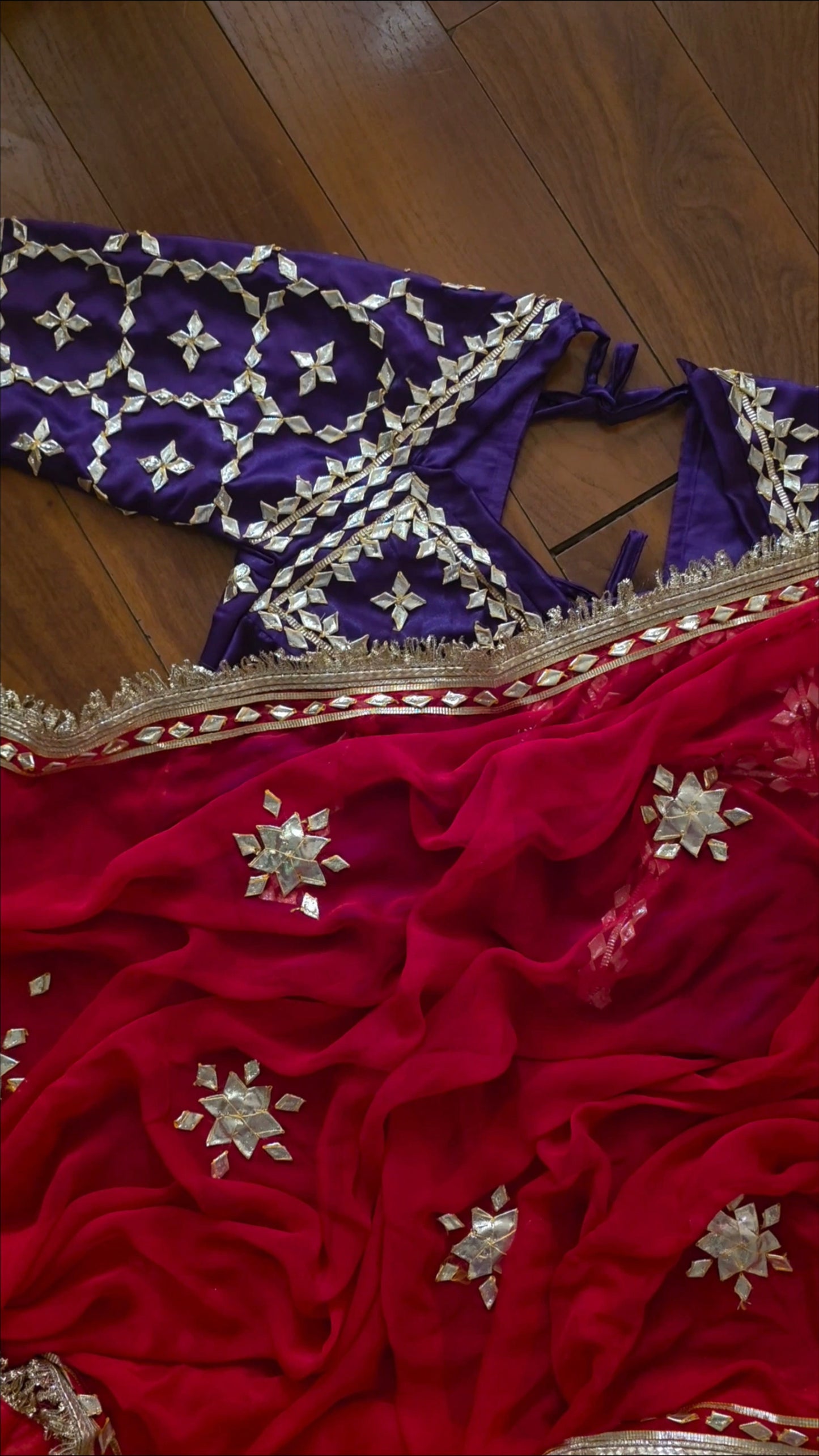 Red Gota saree and Purple aangi || Ranisa