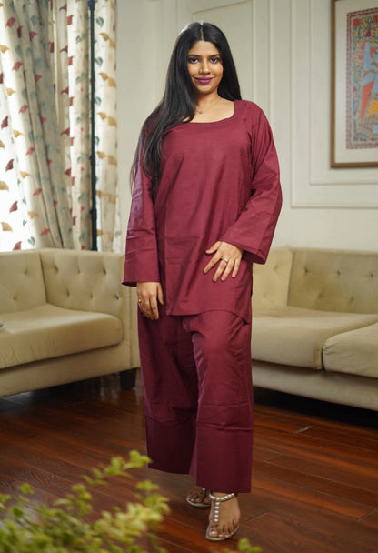 Maroon Oversized Farshi Shalwar - Kathaai