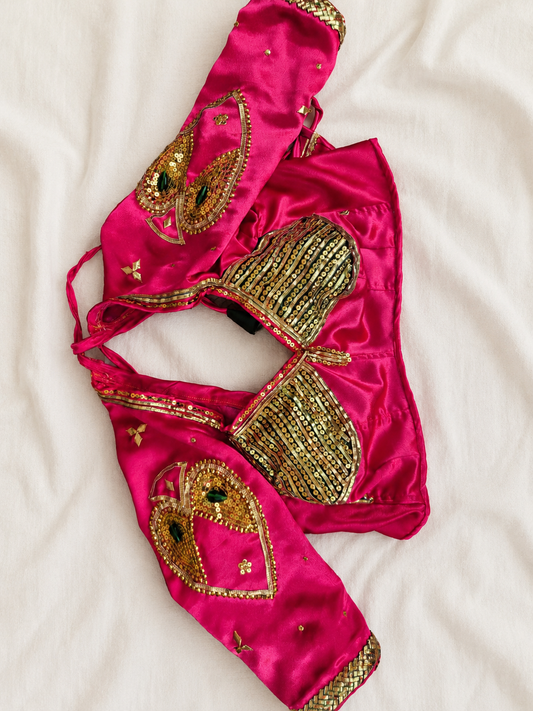 Pink Fuschia Aangi Blouse with Intricate Sequence and Gota Patti Work || Paan Pasand