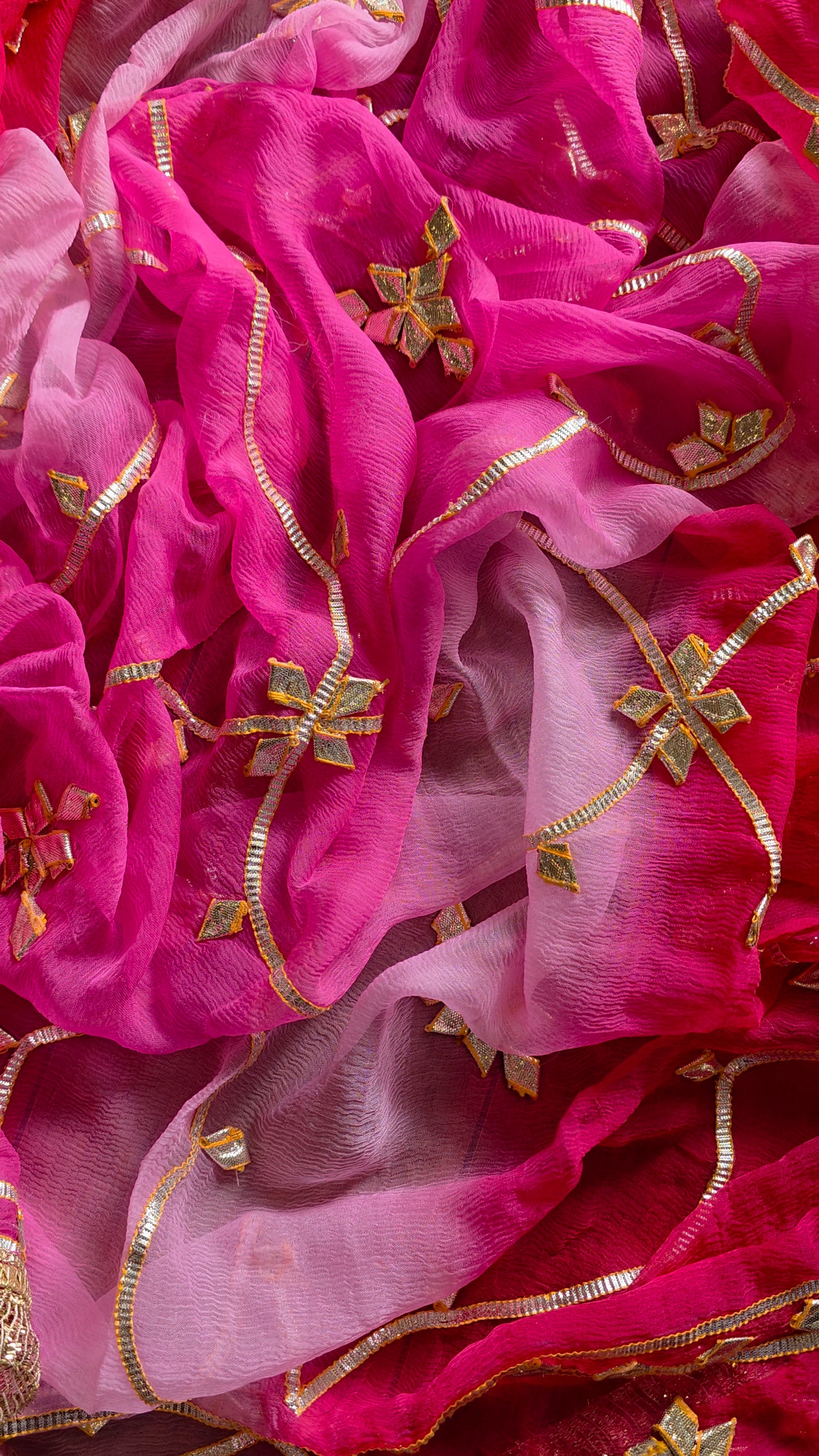 Pure Diamond Chiffon Saree with pink sequence blouse