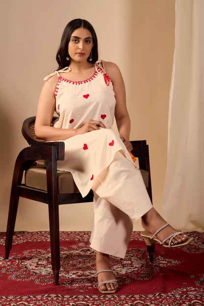 Heart Embroided Co-Ord Set || Dil se