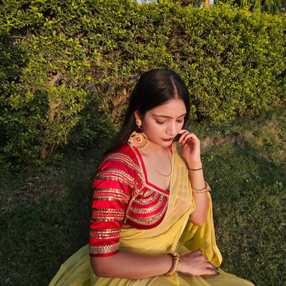 Red Aangi Blouse with Intricate Sequence and Gota Patti Work || Kiran