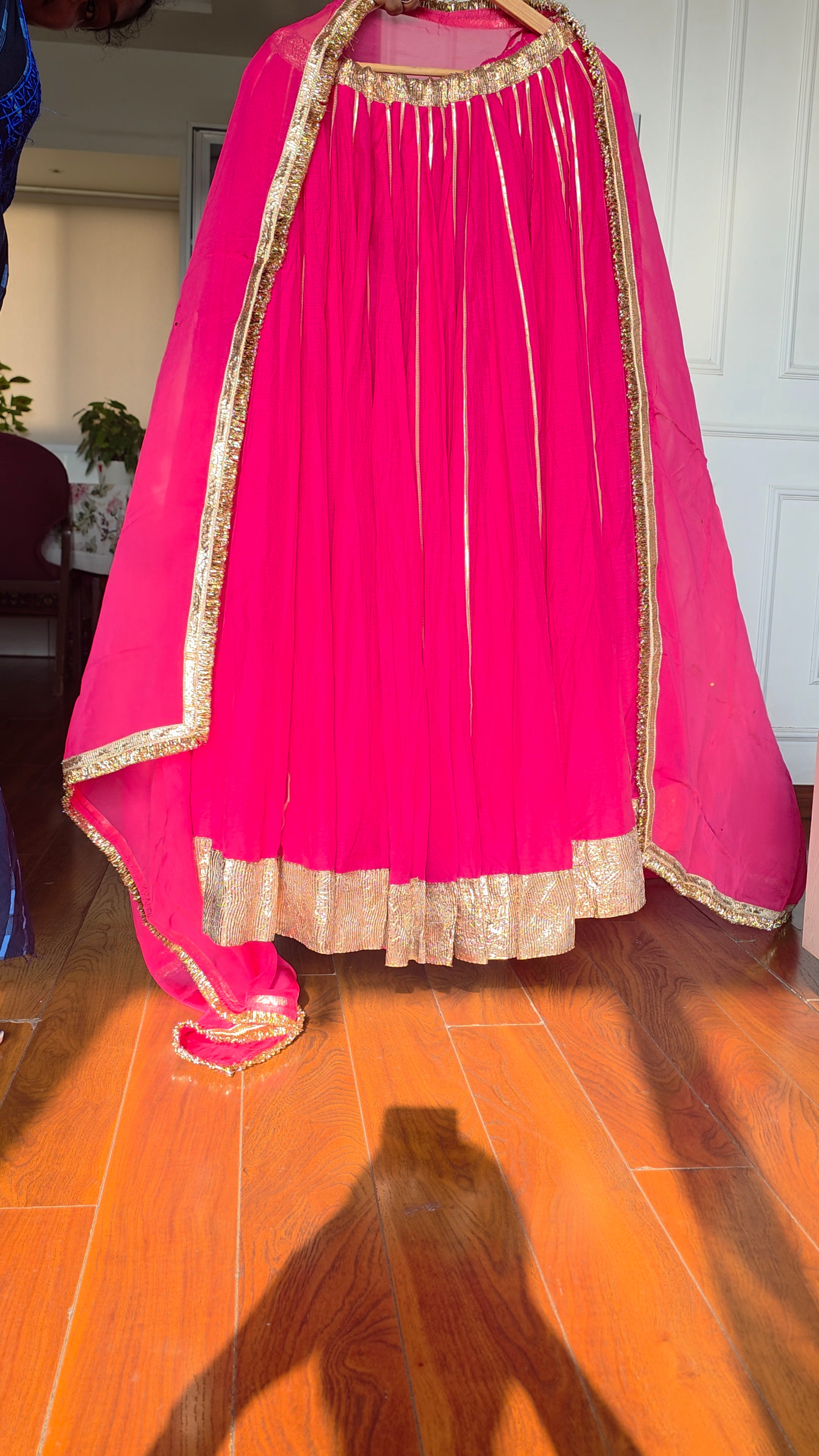 Pink Mull Chanderi 80 Kali Ghaghra Choli Set  || Laajwanti