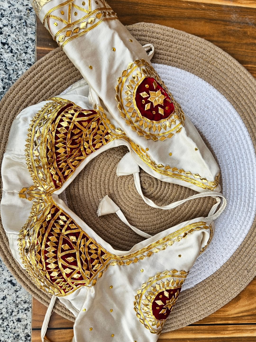 White Aangi Blouse with Intricate Sequence and Gota Patti Work || Charkhi