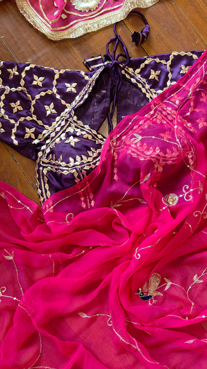 Pure Diamond Chiffon Saree with Purple Aangi || Ramya