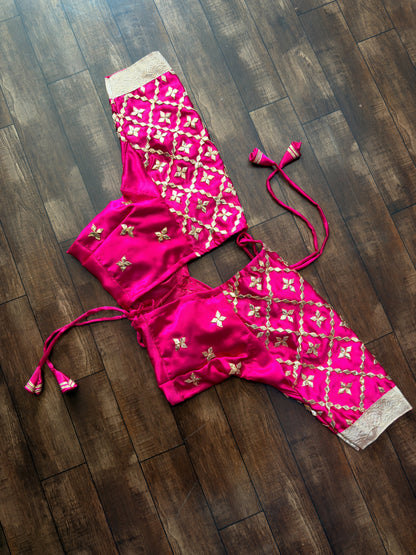 Pink Mull Chanderi 80 Kali Ghaghra Choli Set with Aangi