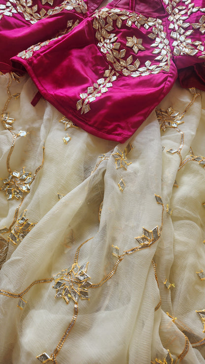 H U S N A  || Chiffon Saree + Blouse Combo