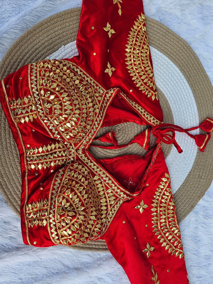 Red Aangi Blouse with Intricate Sequence and Gota Patti Work || Laali