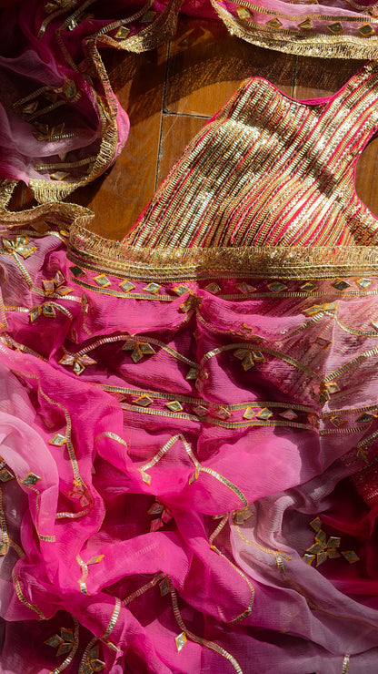 Pure Diamond Chiffon Saree with pink sequence blouse