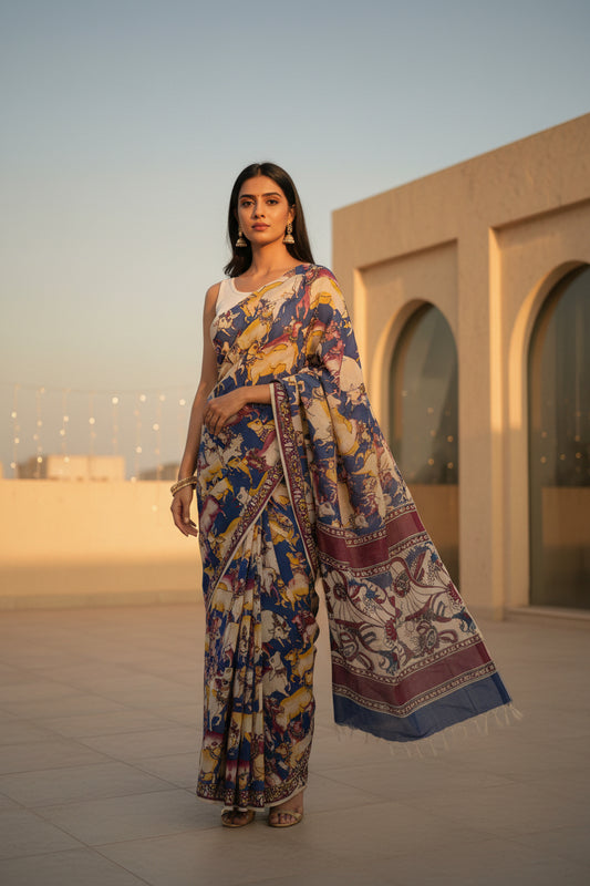 G O M A T A || Kalamkari Hand Block Saree