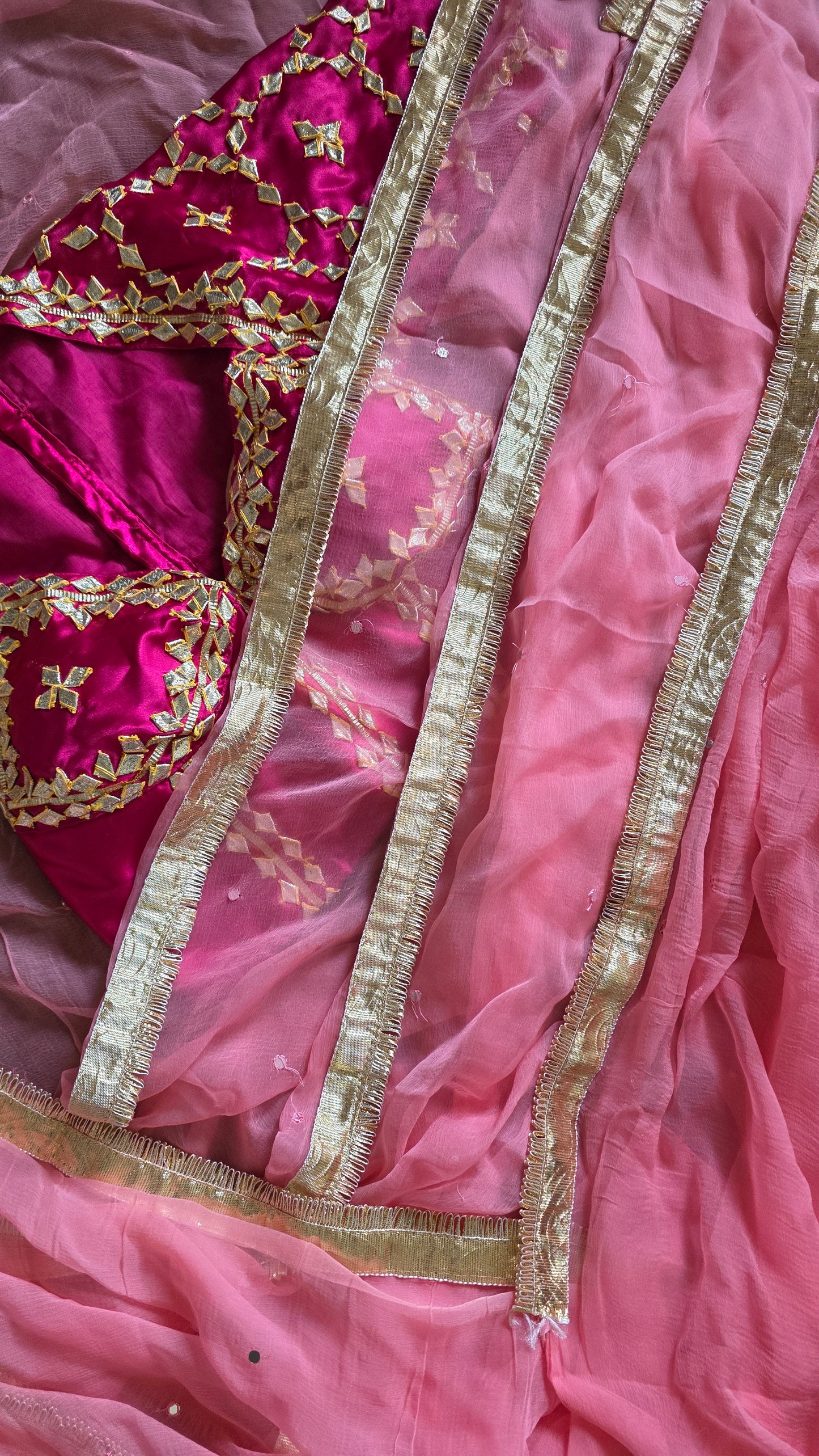 Pure Diamond Chiffon Saree with Gota Patti & Aangi Blouse Combo || Hridya