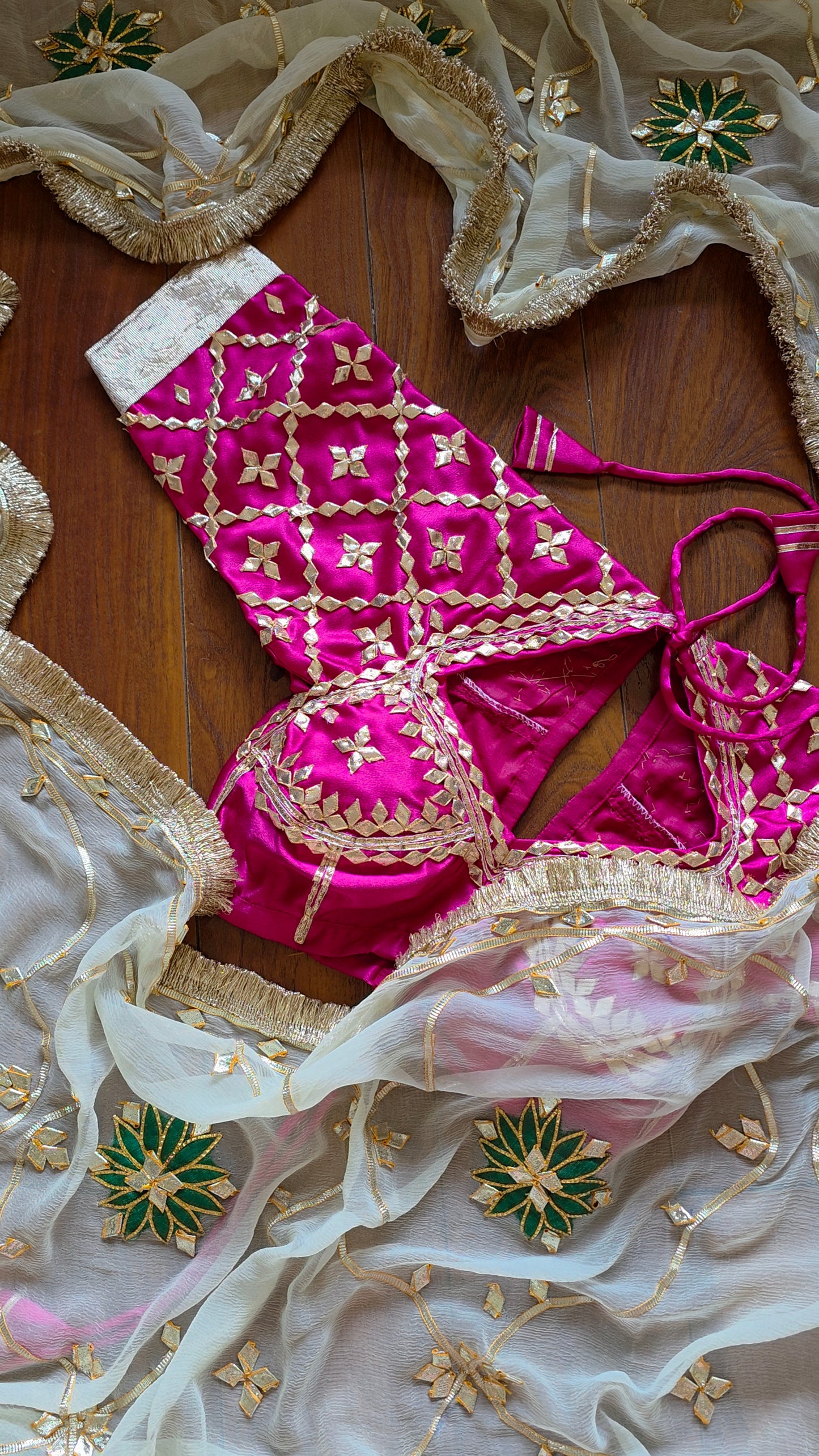 Pink Aangi Blouse with heavy work on sleeves  || Banno