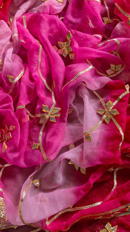 Pure Diamond Chiffon Saree with pink sequence blouse