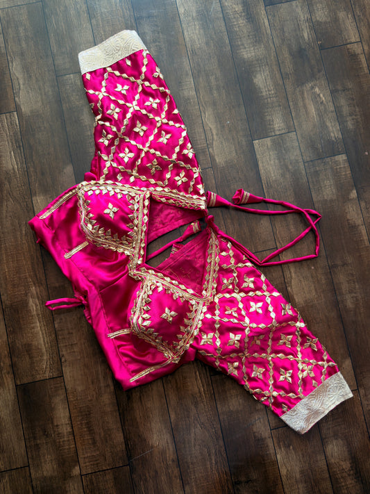 Pink Aangi Blouse with intricate Sequence Lace and Got Work || gulabi gota
