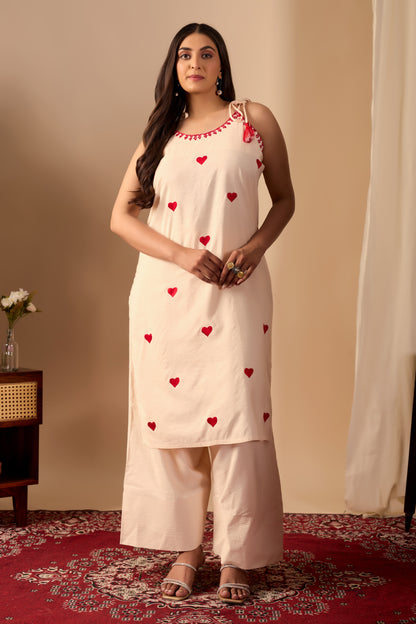 Heart Embroided Co-Ord Set || Dil se