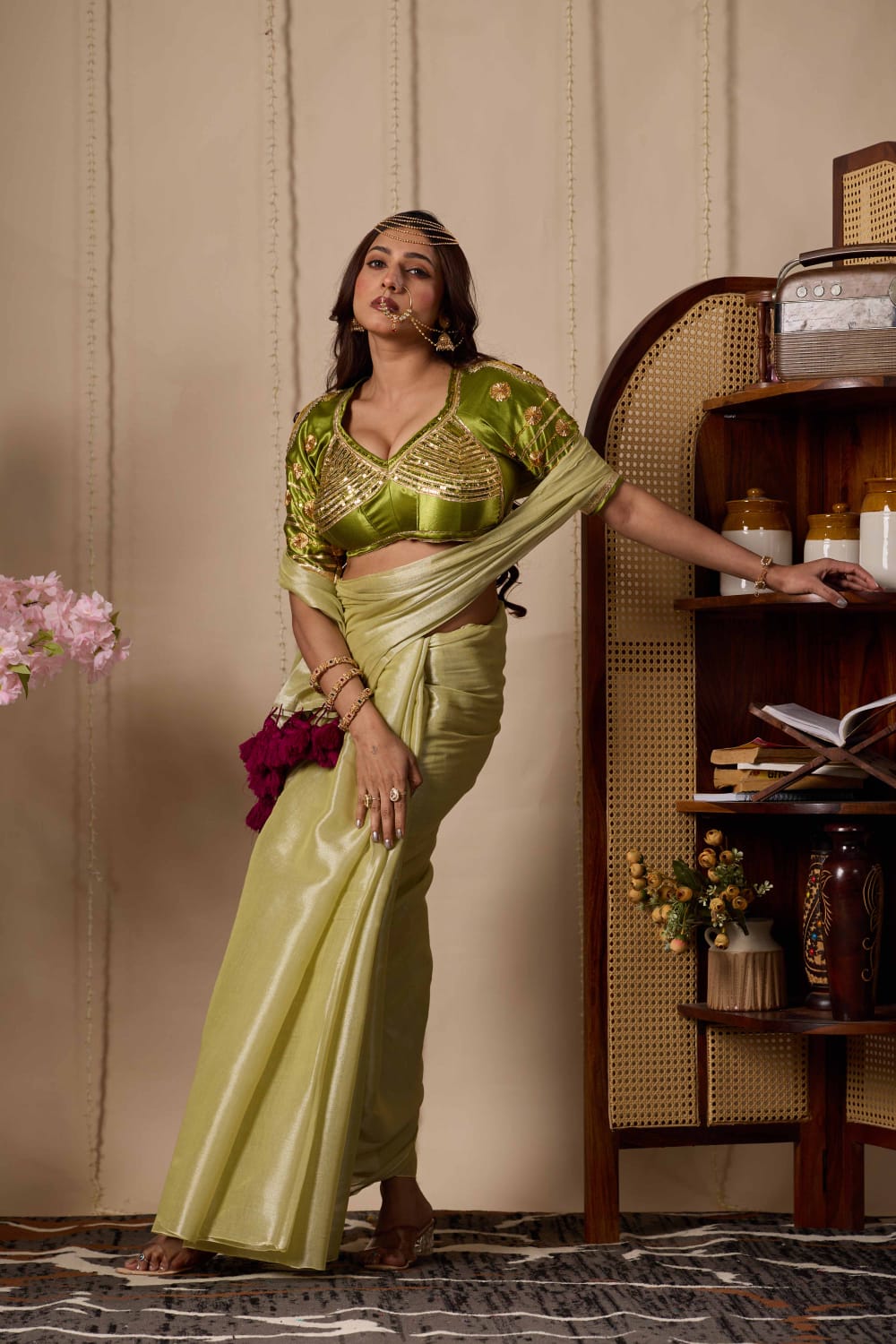 Green Aangi Blouse with Gota Work
