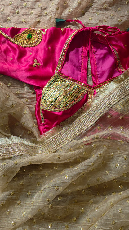 Tisse Saree with Sequence Work +  Heavy work Aangi