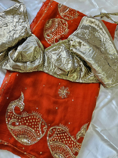 Pure Diamond Chiffon Saree with Aangi Blouse || Sindoorie