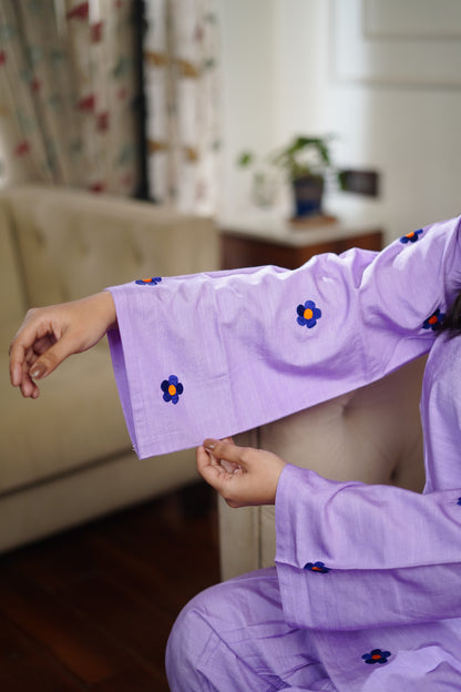 Purple Oversized Farshi Shalwar with flower motif || Lily