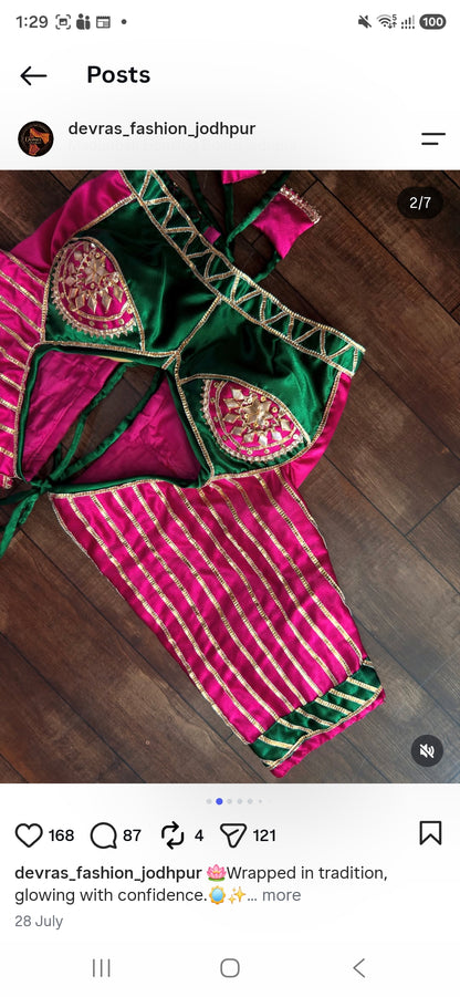 Rani Aangi Blouse with Intricate Gota work ||