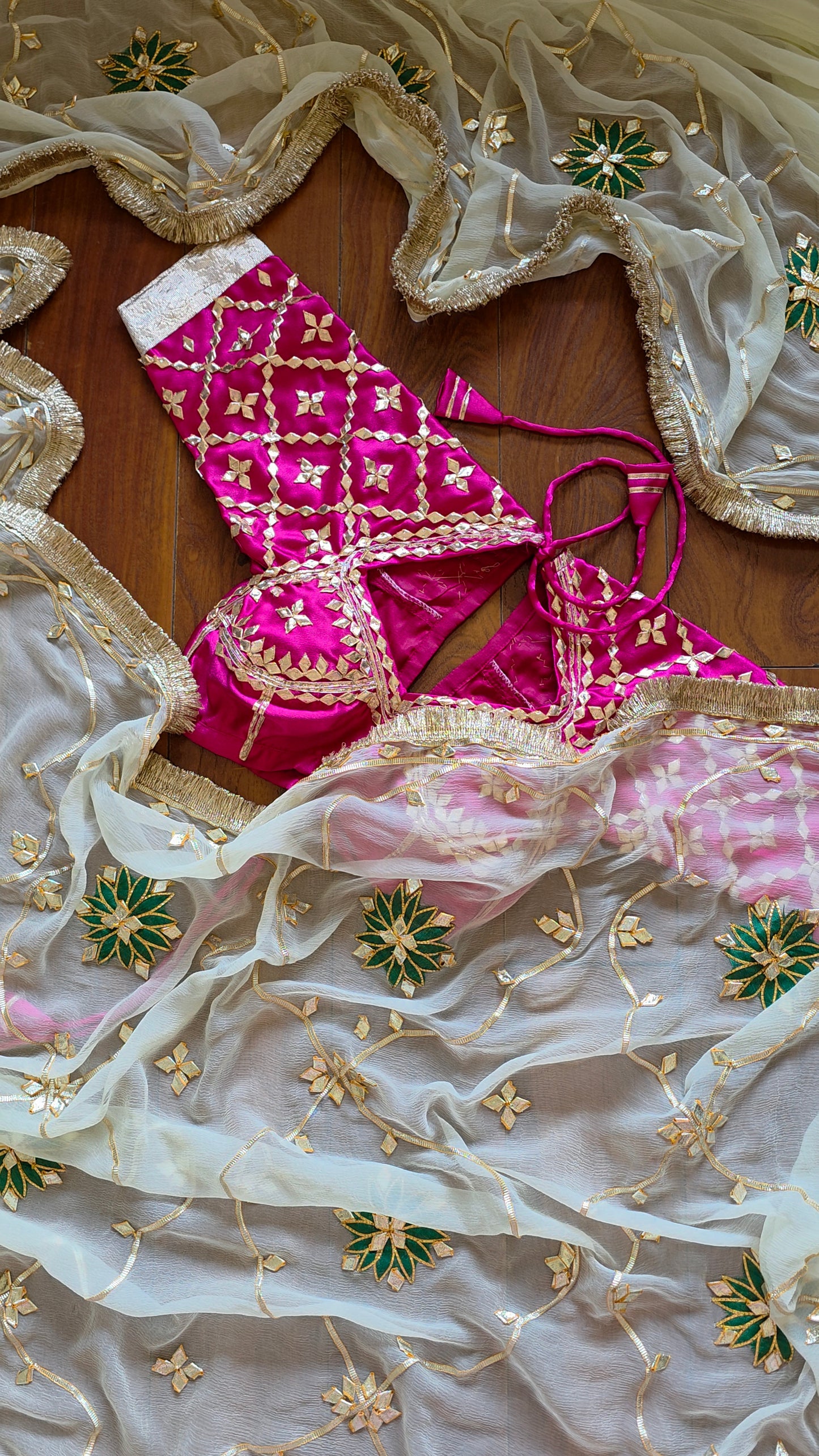 Pure Diamond Chiffon Saree with Mukaish Work + Ready to wear Aangi Blouse || Banno