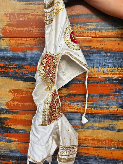 White Aangi Blouse with Intricate Sequence and Gota Patti Work || Charkhi