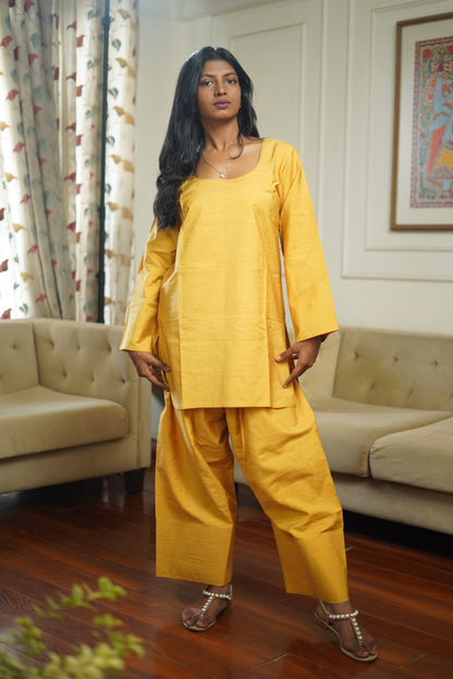 Yellow Oversized Farshi Shalwar - Rashmi