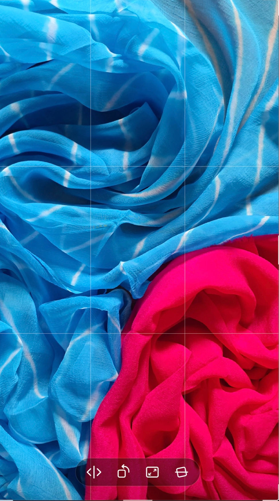 Pure Chiffon Firozi Lahariya Saree + Running Pink Blouse